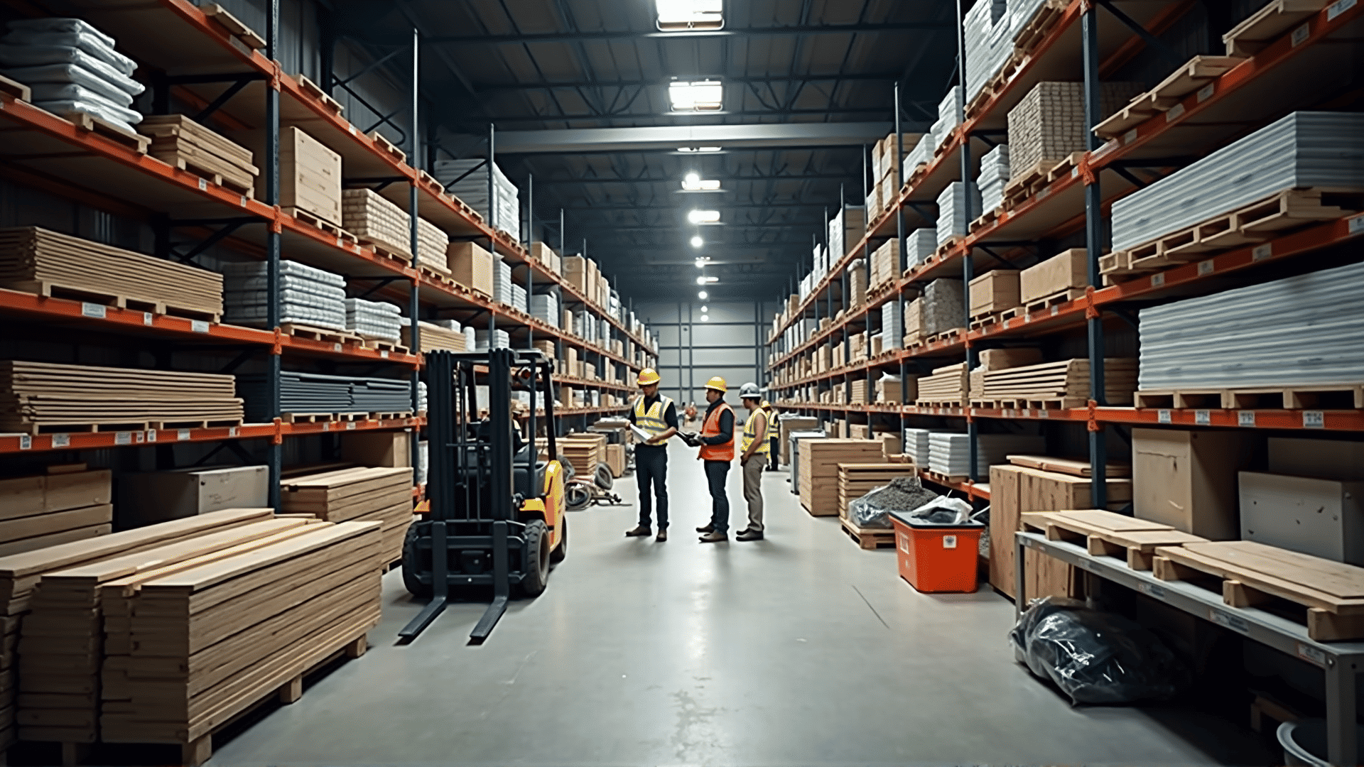 Quality building supplies in a warehouse